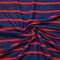 Blue-Red-Multi Cotton Semi-Sheer Slub Striped 1x1 Rib Knit Fabric By the Yard